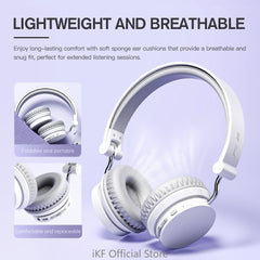 iKF Luck Over Ear Bluetooth Wireless Headphones HiFi Sound ,Listen to Music/Game Headsets with 55hrs Battery Life