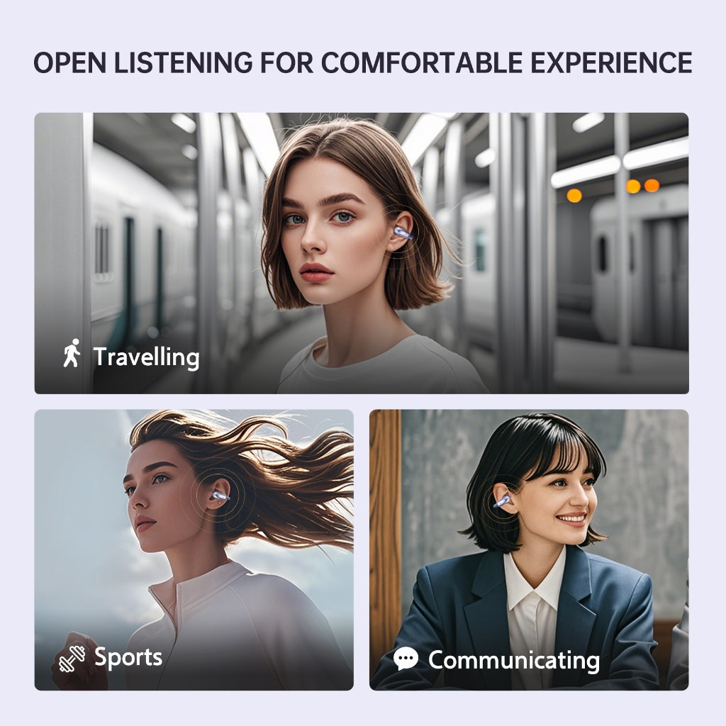 iKF C02 Open Ear Wireless Earbuds Bluetooth Ear Clip Leak Proof Sound For Sports 360 ° Spatial Sound Effect Earphones