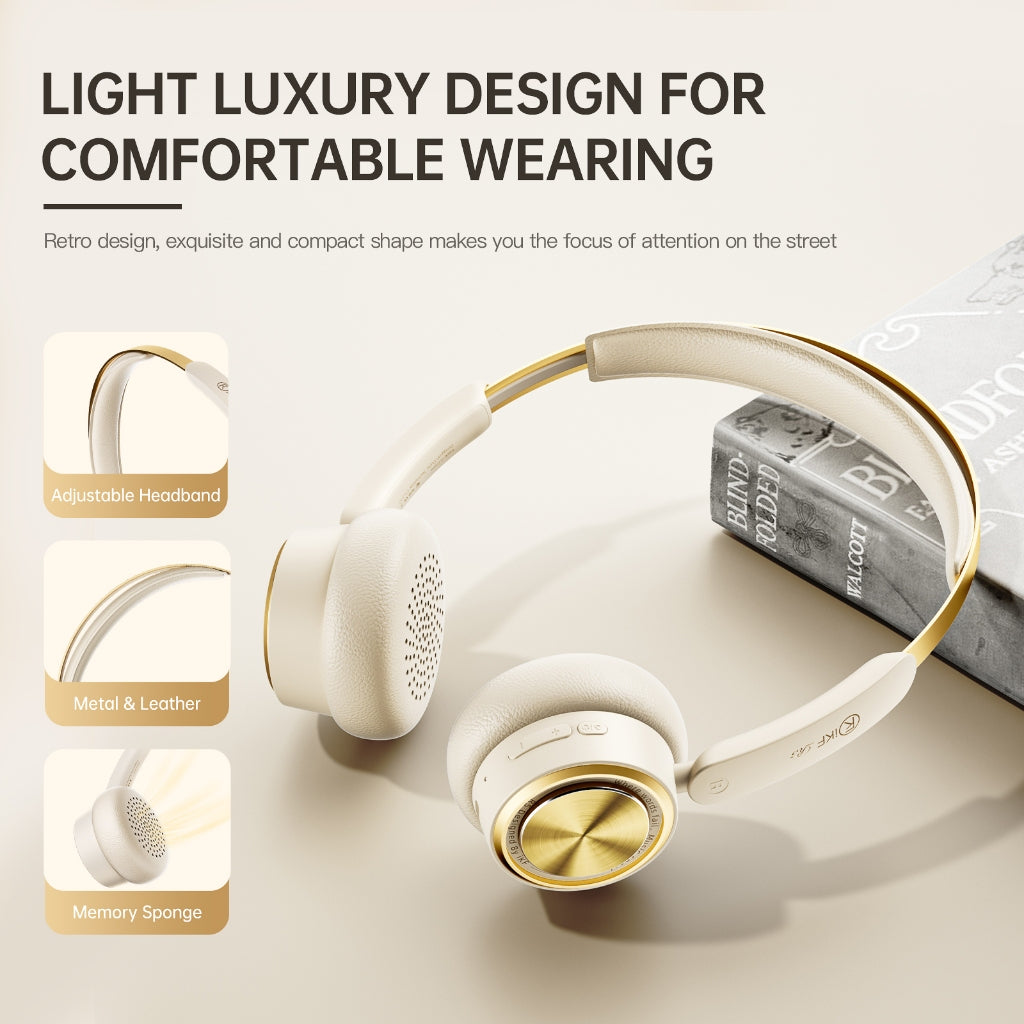 iKF R5 Retro Noise Cancelling Headphones, -35dB Hybrid ANC, 75H Playtime, Bluetooth 5.4, Spatial Audio, Low Latency Gaming Mode, Over-Ear Headphones with App & Dual Device Connection