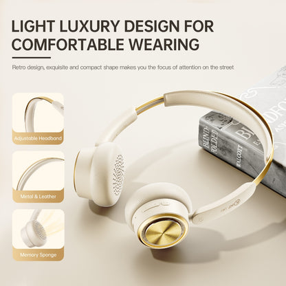 iKF R5 Retro Noise Cancelling Headphones, -35dB Hybrid ANC, 75H Playtime, Bluetooth 5.4, Spatial Audio, Low Latency Gaming Mode, Over-Ear Headphones with App & Dual Device Connection