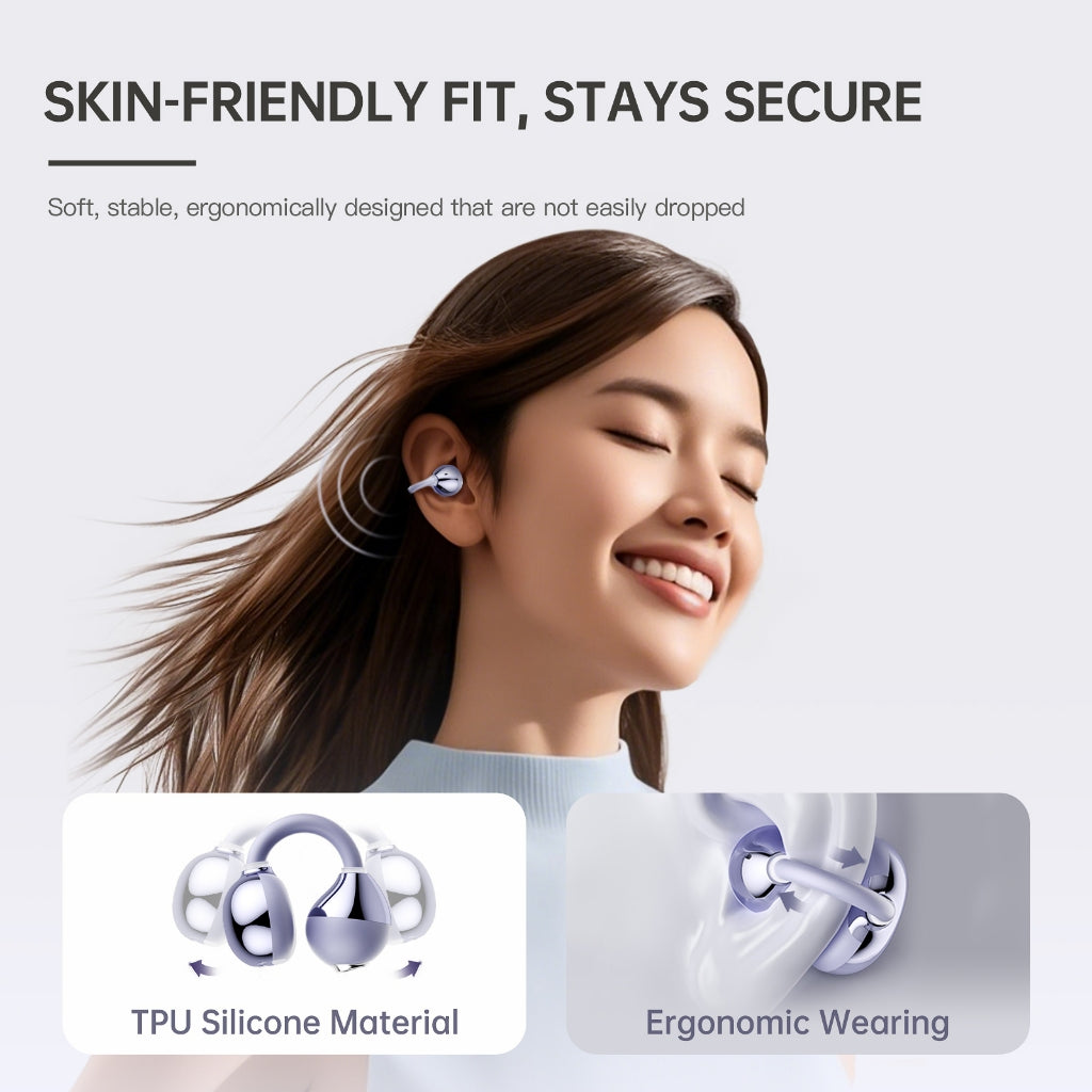 iKF Air Clip Wireless Bluetooth Earbuds Open Ear Earclip DS7.0 Leak Proof Stereo Sound For Sports/Workout iOS/Andriod
