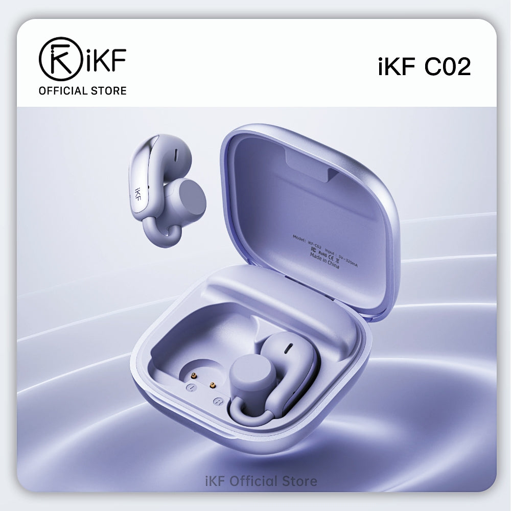 iKF C02 Open Ear Wireless Earbuds Bluetooth Ear Clip Leak Proof Sound For Sports 360 ° Spatial Sound Effect Earphones