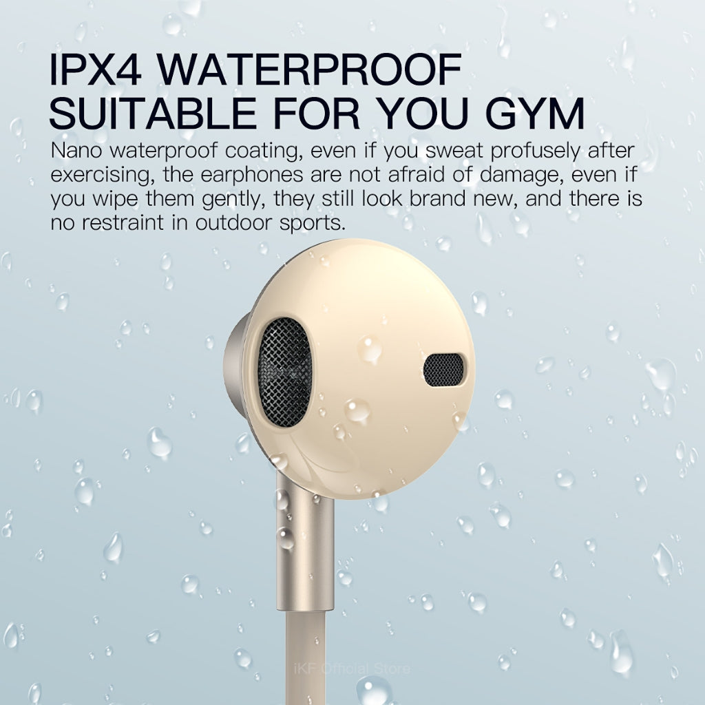 iKF W1 Wireless Earbuds Sports Neckband Bluetooth Headphones with Secure Fit, Waterproof, Low Latency Audio, ENC Mic for Clear Calls, Ideal for Running & Gym