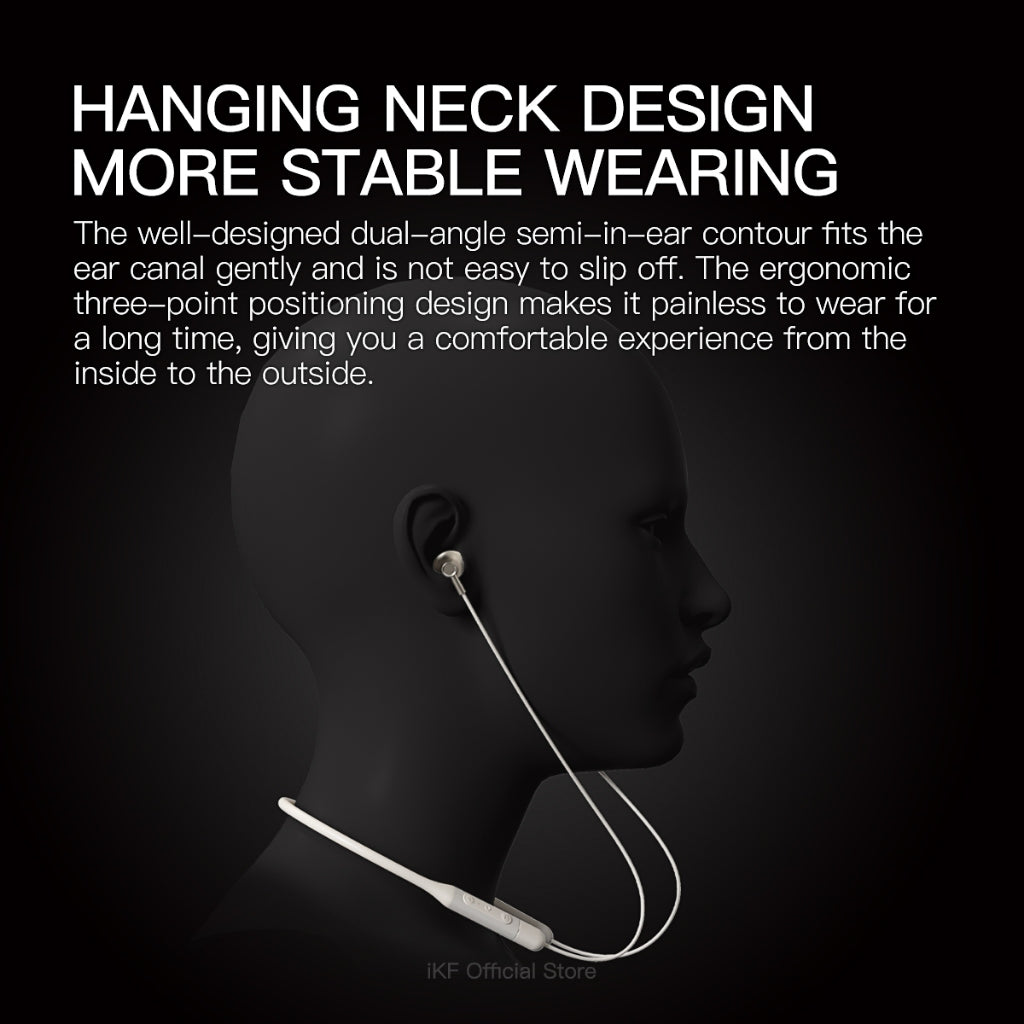 iKF W1 Wireless Earbuds Sports Neckband Bluetooth Headphones with Secure Fit, Waterproof, Low Latency Audio, ENC Mic for Clear Calls, Ideal for Running & Gym