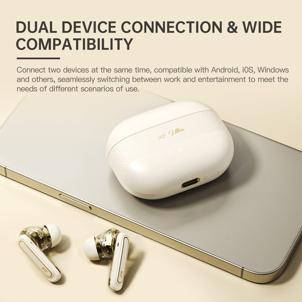 iKF Ultra Wireless Earbuds Active Noise Reducation Bluetooth Earphones Dual-Decive Connection ENC Call Reducation Game Mode