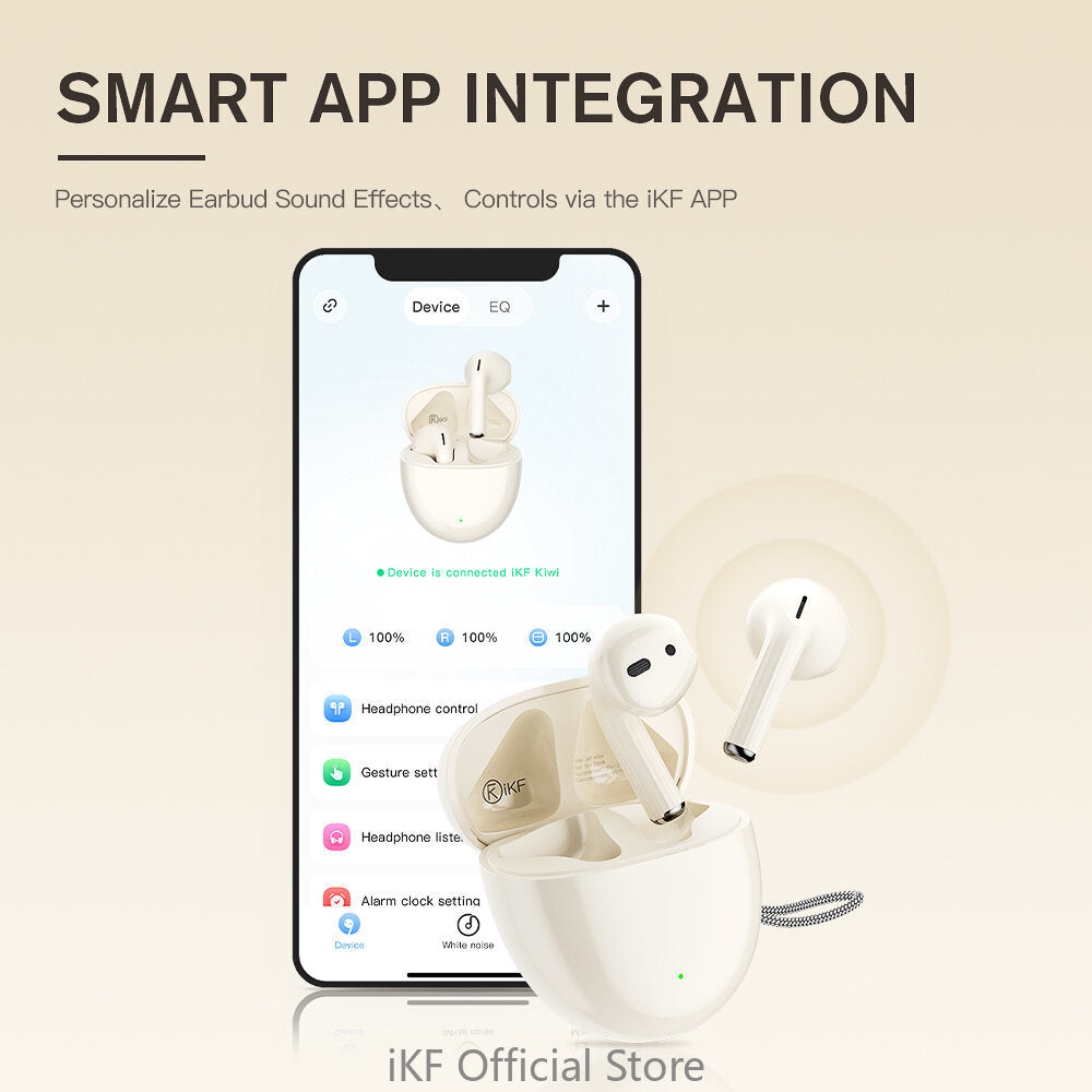 Auriculares inalámbricos iKF Kiwi Mini con Bluetooth, deportivos, con batería de 25 mAh y llamadas claras ENC. Auriculares semiinternos.