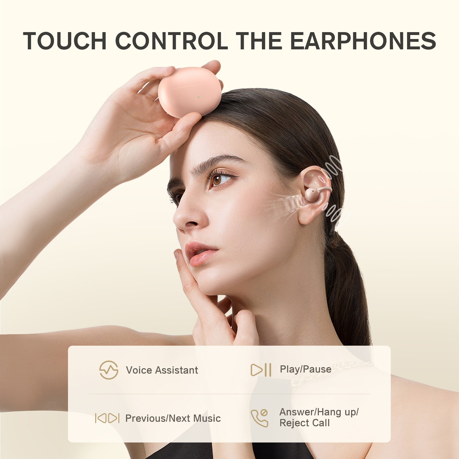 iKF Air Clip Open-Ear TWS Earbuds Wireless Air Conduction Earphones Sports Ear Clips ENC Calling Reducation DT6.0