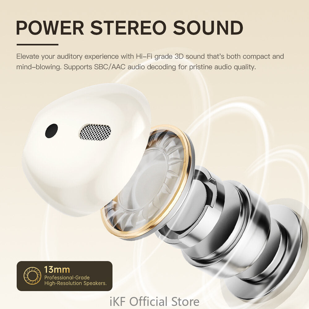 Auriculares inalámbricos iKF Kiwi Mini con Bluetooth, deportivos, con batería de 25 mAh y llamadas claras ENC. Auriculares semiinternos.