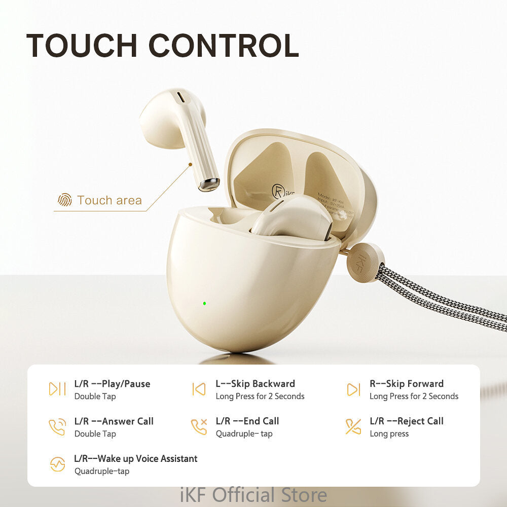 Auriculares inalámbricos iKF Kiwi Mini con Bluetooth, deportivos, con batería de 25 mAh y llamadas claras ENC. Auriculares semiinternos.