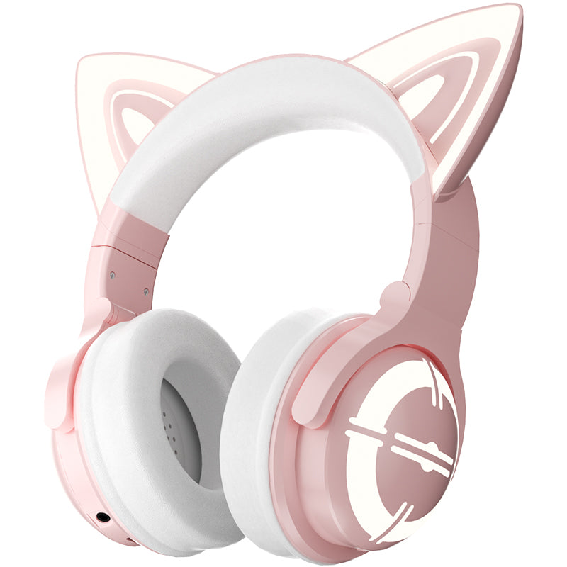 iKF Show Pro Cat Headset Wireless Bluetooth Game Cute Girl Gaming Non-Sense Delay Custom Light Anime With Microphone Ultra-Long Battery Life Support Wired Connection iOS Android Game