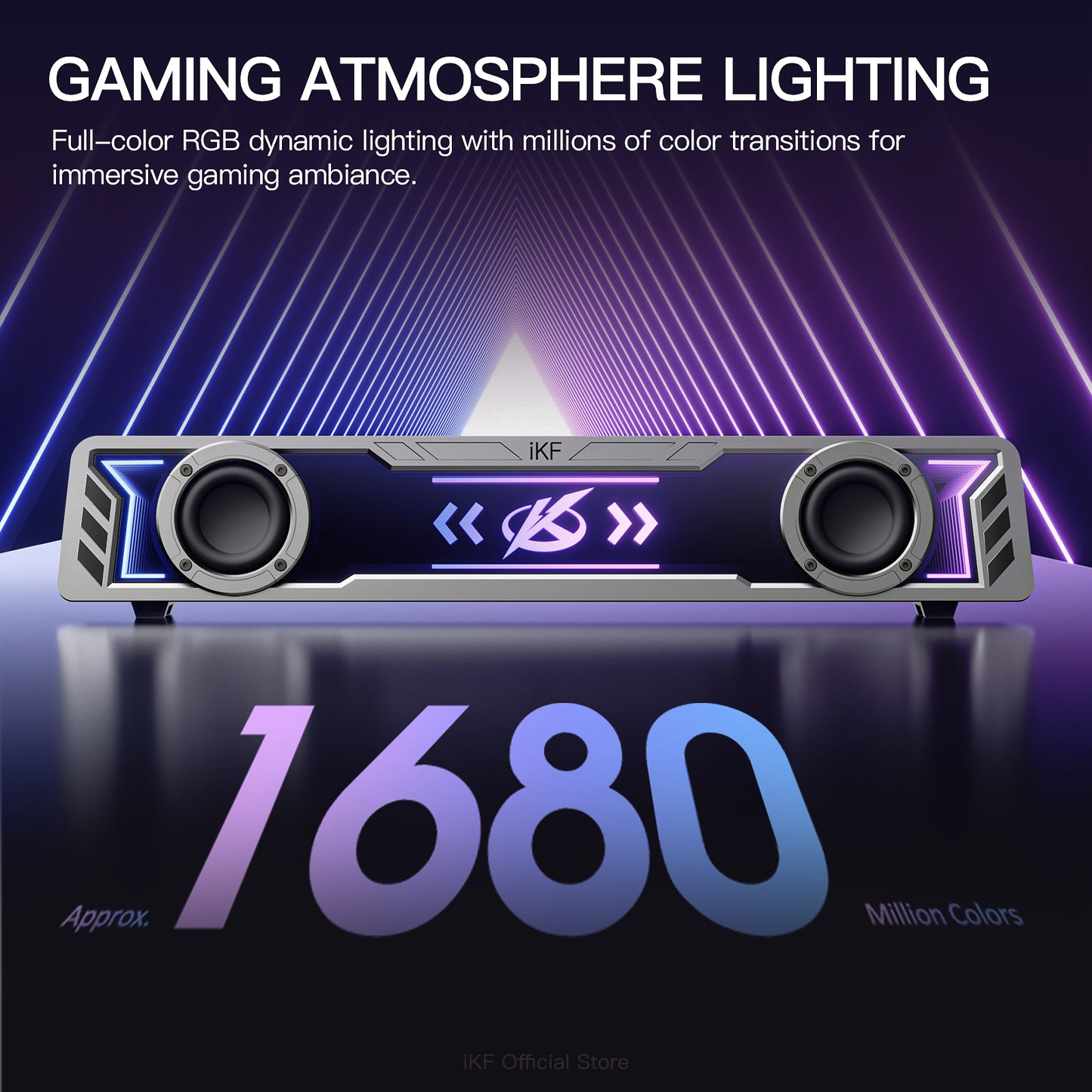 iKF A30 RGB Gaming Speakers with Bluetooth 6.0 & USB Sound Card Mode