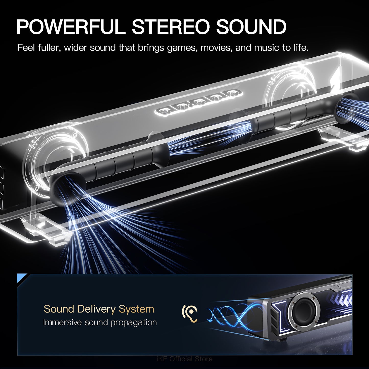 iKF A30 RGB Gaming Speakers with Bluetooth 6.0 & USB Sound Card Mode