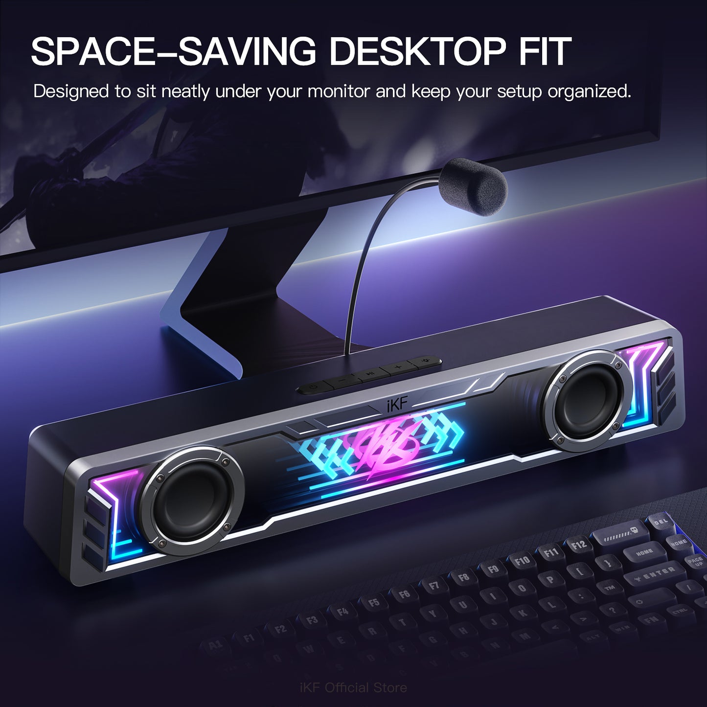 iKF A30 RGB Gaming Speakers with Bluetooth 6.0 & USB Sound Card Mode