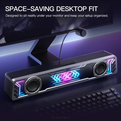 iKF A30 RGB Gaming Speakers with Bluetooth 6.0 & USB Sound Card Mode