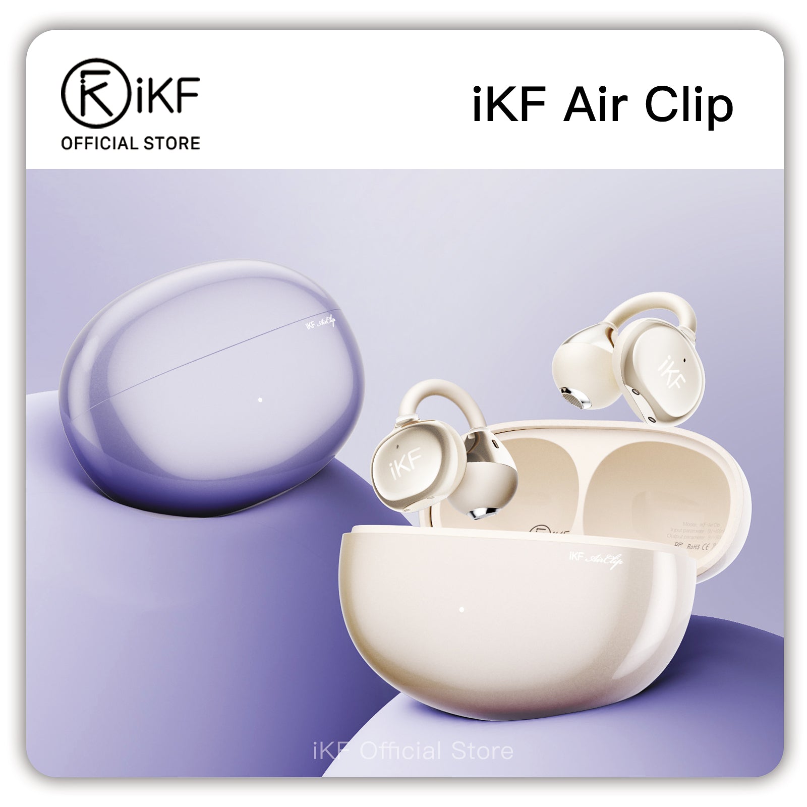 Auriculares inalámbricos Bluetooth iKF Air Clip DS7.0 de oído abierto con clip, sonido estéreo a prueba de fugas para deportes y entrenamiento en iOS y Android. 