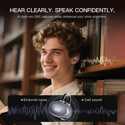 iKF Airclip Pro Open Ear Wireless Earbuds  Bluetooth 6.0 Earphones - Panoramic Sound Spatial Audio - Water and Dust Resistant - 60-hour Marathon Battery Life