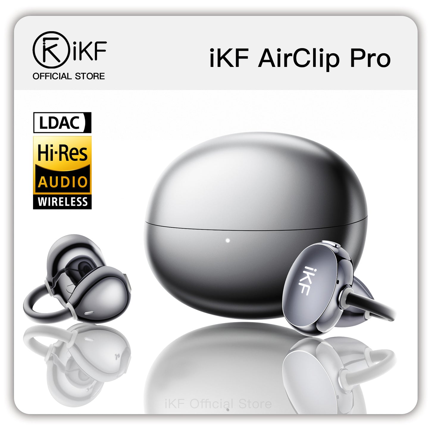 iKF AirClip Pro Open Ear Wireless Bluetooth Ear Clip Earbuds, LDAC, Spatial Audio, 60H Playback, Low Latency, Dual Mic ENC