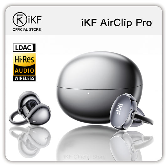 iKF AirClip Pro Open Ear Wireless Bluetooth Ear Clip Earbuds, LDAC, Spatial Audio, 60H Playback, Low Latency, Dual Mic ENC