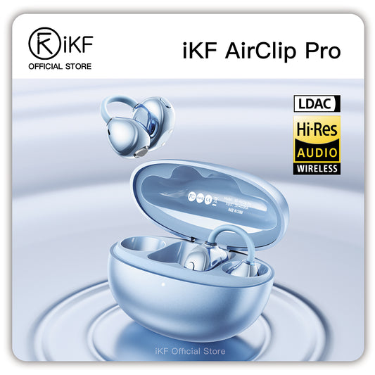 iKF AirClip Pro Open Ear Wireless Bluetooth Ear Clip Earbuds, LDAC, Spatial Audio, 60H Playback, Low Latency, Dual Mic ENC
