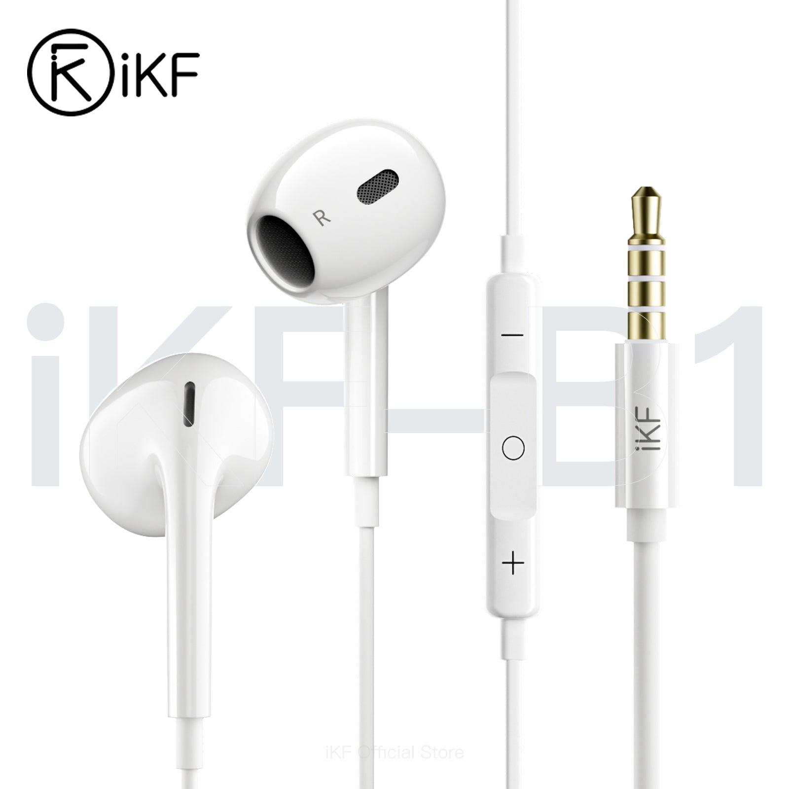 iKF B1 Wired Earphones 3.5mm Type-C Semi-in-Ear HiFi Sound Stereo with For iOS /Android