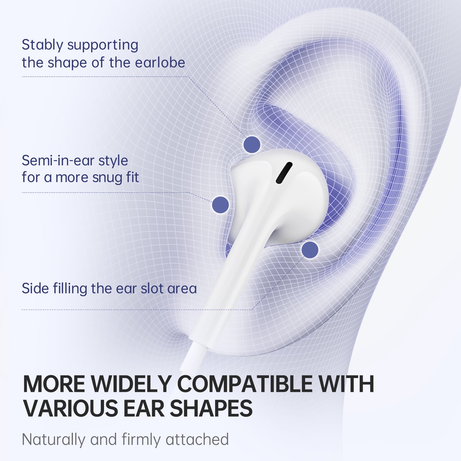iKF-B1 Wired Earphones 3.5MM/Type-C Semi-in-Ear HiFi Sound Stereo  with For iOS /Android