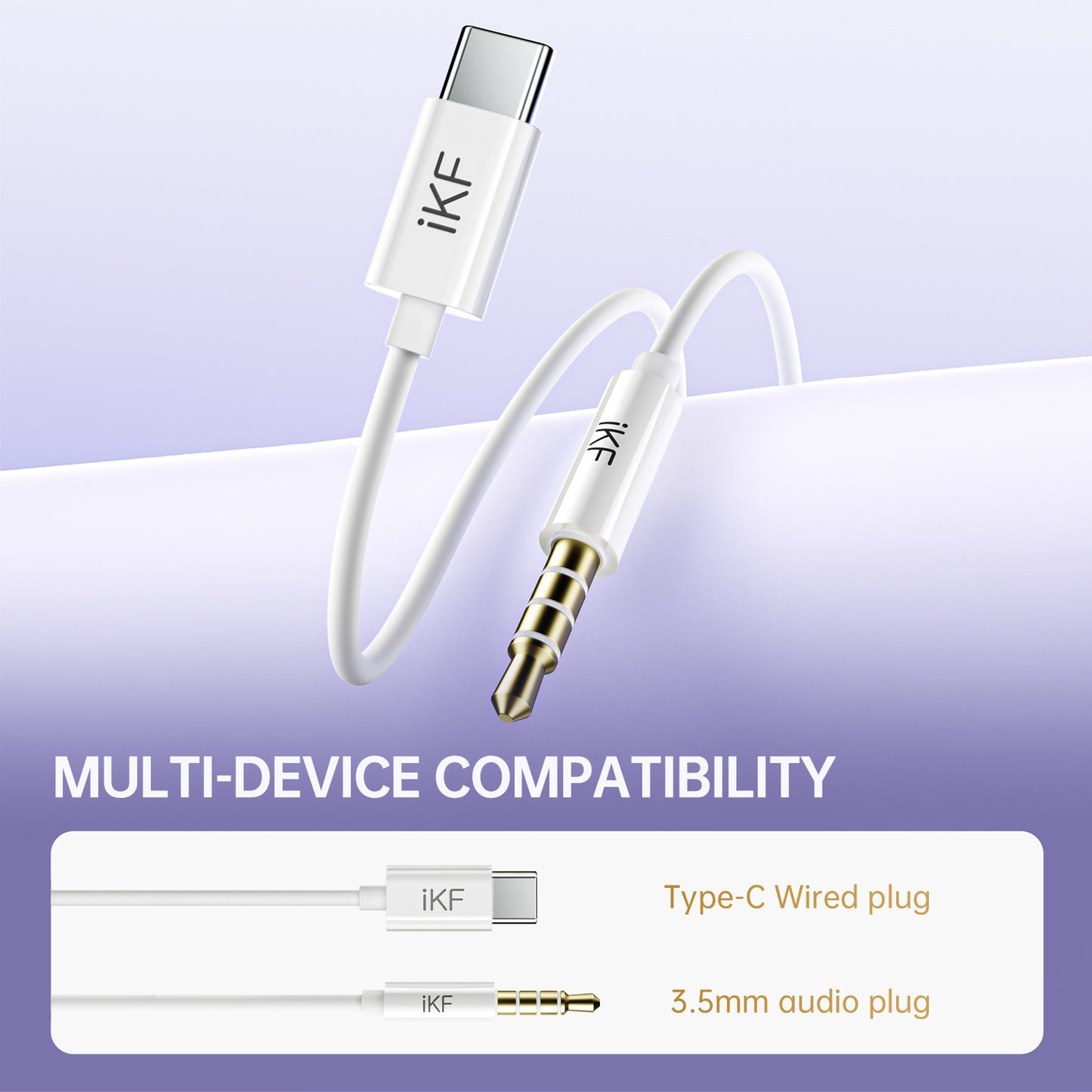 iKF-B1 Wired Earphones 3.5MM/Type-C Semi-in-Ear HiFi Sound Stereo  with For iOS /Android