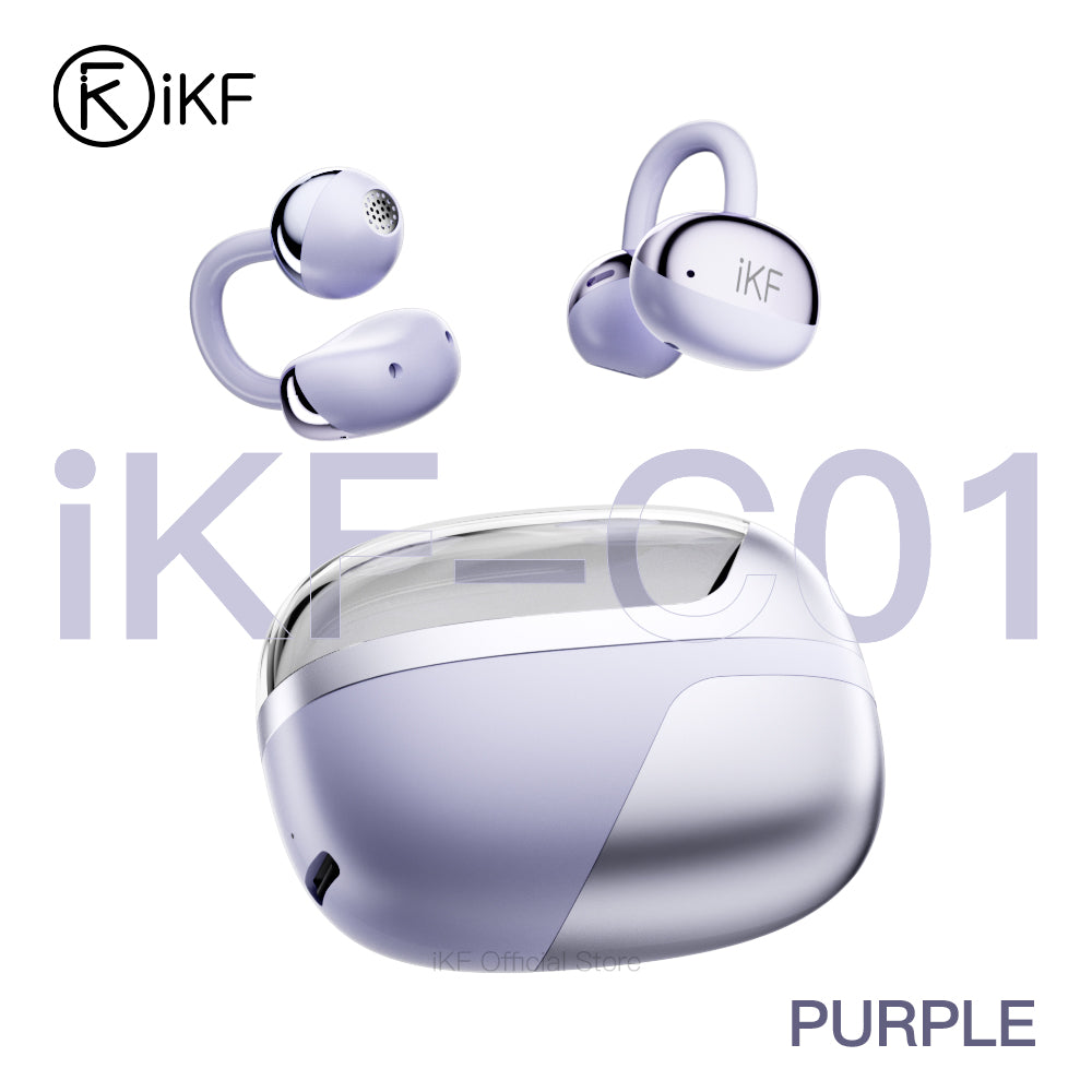 Auriculares inalámbricos iKF C01 de oído abierto con Bluetooth, sonido estéreo, clip para la oreja, batería de 48 h, IPX4, para entrenamiento y viajes.