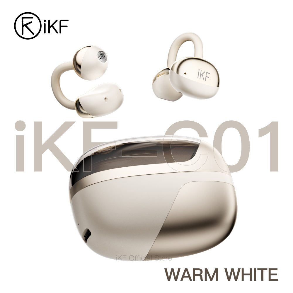 Auriculares inalámbricos iKF C01 de oído abierto con Bluetooth, sonido estéreo, clip para la oreja, batería de 48 h, IPX4, para entrenamiento y viajes.