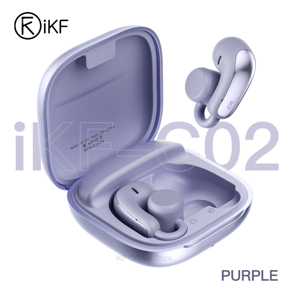 Auriculares inalámbricos iKF C02 de oído abierto con Bluetooth y clip para la oreja, a prueba de fugas, con sonido deportivo y efecto de sonido espacial de 360°. 