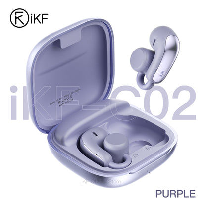 iKF C02オープンイヤーワイヤレスイヤホン、Bluetooth耳掛け式空間オーディオ音漏れ防止イヤホン