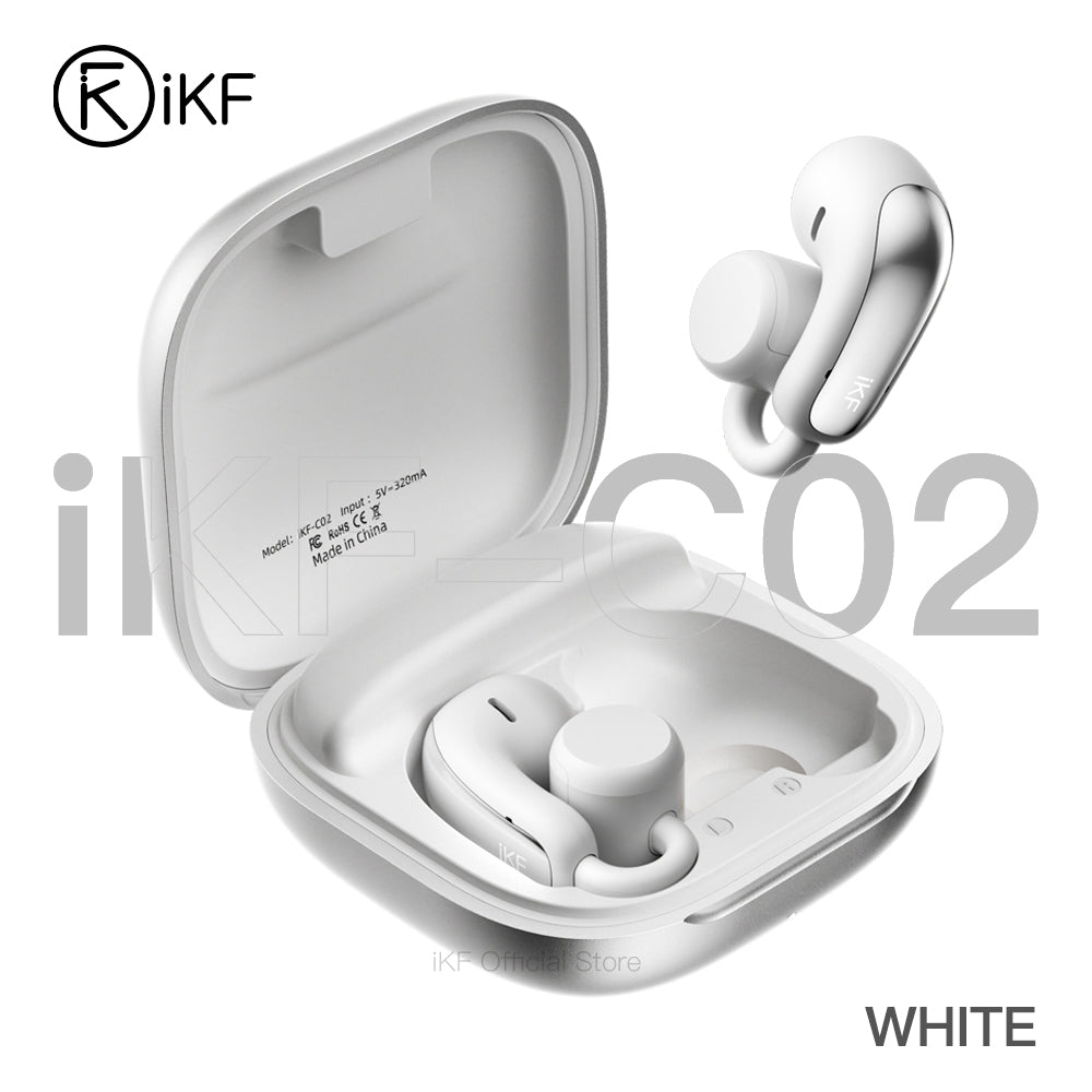 Auriculares inalámbricos iKF C02 de oído abierto con Bluetooth y clip para la oreja, a prueba de fugas, con sonido deportivo y efecto de sonido espacial de 360°. 