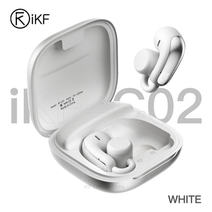 iKF C02オープンイヤーワイヤレスイヤホン、Bluetooth耳掛け式空間オーディオ音漏れ防止イヤホン
