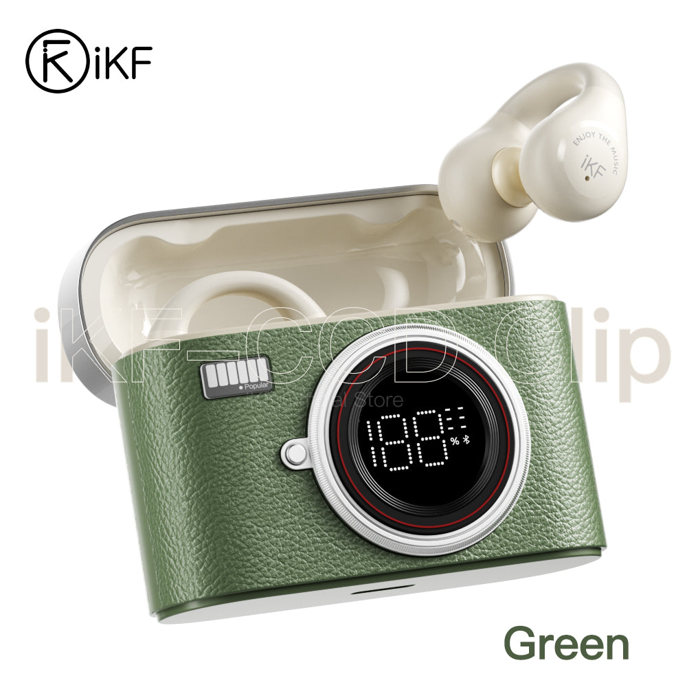 iKF CCD Clip Acavity7.0 Wireless Clip-On Earbuds Open Ear Bluetooth 5.4 Headphones with ENC Noise Cancelling HiFi Sound 12mm Drivers Directional Anti-Leak Audio 48H Battery for Sports and Calls