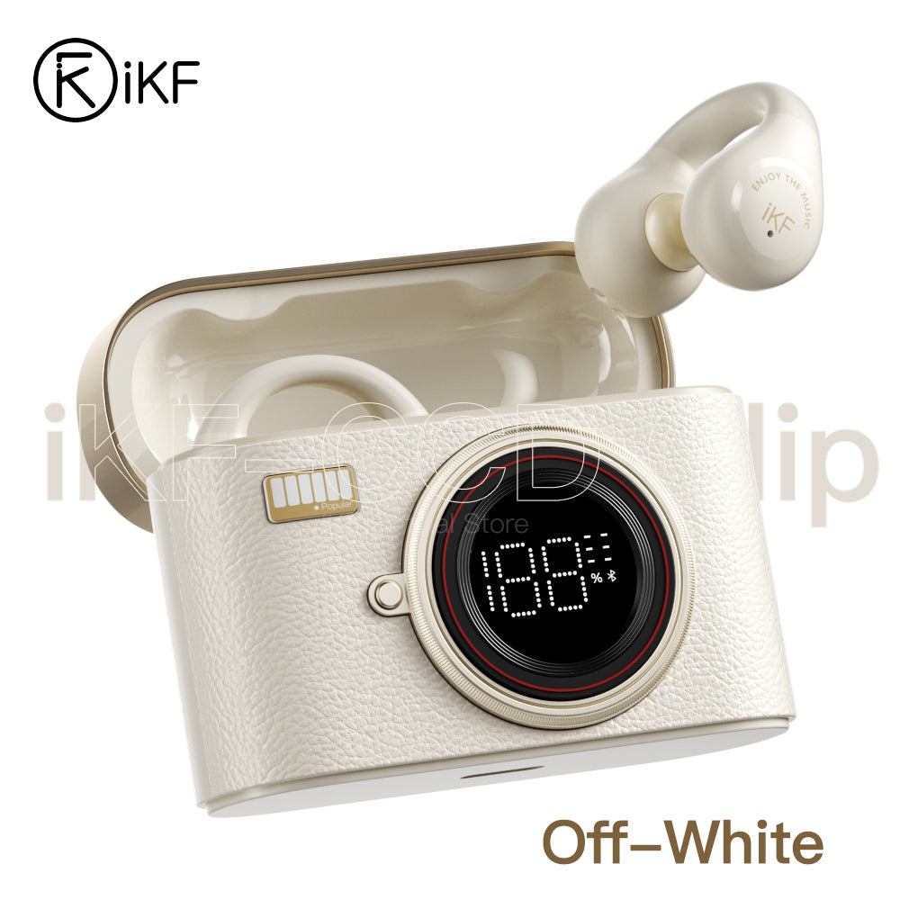 iKF CCD Clip Acavity7.0 Wireless Clip-On Earbuds Open Ear Bluetooth 5.4 Headphones with ENC Noise Cancelling HiFi Sound 12mm Drivers Directional Anti-Leak Audio 48H Battery for Sports and Calls