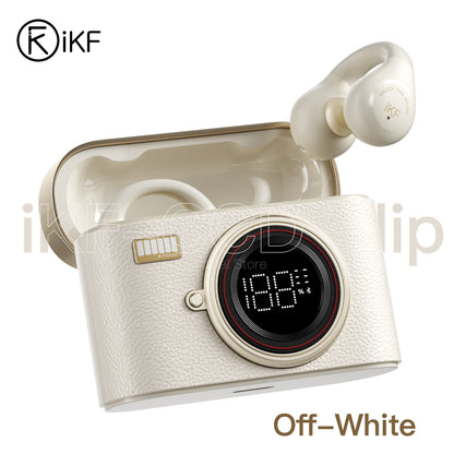 iKF CCD Clip Acavity7.0 Wireless Clip-On Earbuds Open Ear Bluetooth 5.4 Headphones with ENC Noise Cancelling HiFi Sound 12mm Drivers Directional Anti-Leak Audio 48H Battery for Sports and Calls