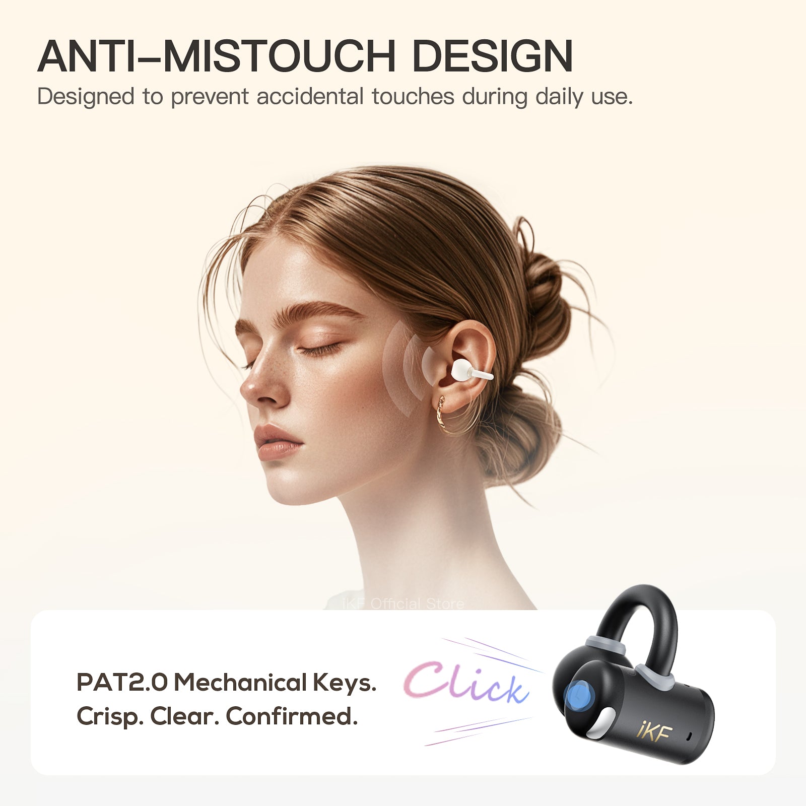 iKF Cloud Wireless Earbuds Open Ear Clip for Workout Yoga