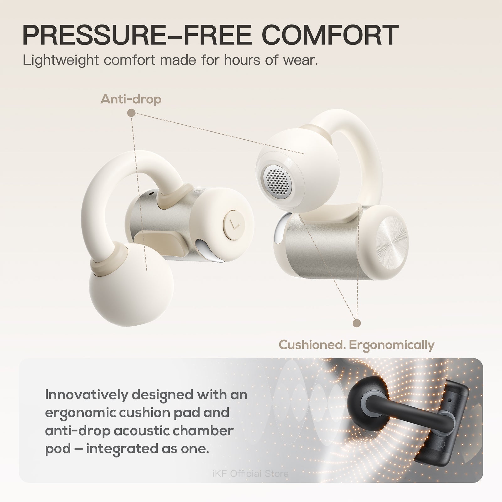 iKF Cloud Wireless Earbuds Open Ear Clip for Workout Yoga