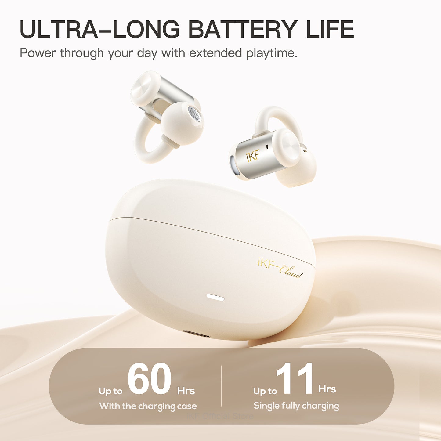 iKF Cloud Wireless Earbuds Open Ear Clip for Workout Yoga
