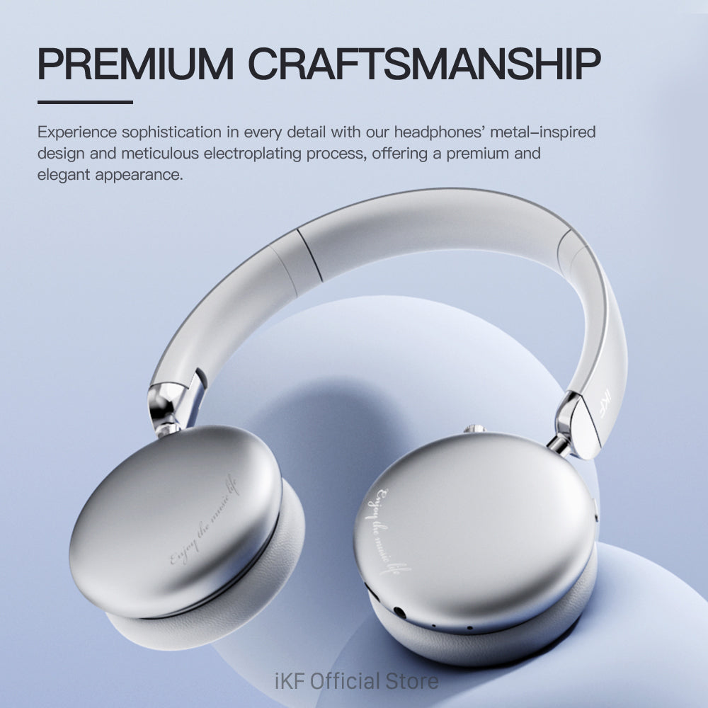 iKF E1 Over Ear Headphones Bluetooth Wireless Noise Cancelling Long Standby Stereo Sound Earphone Sports Gaming Headsets Support
