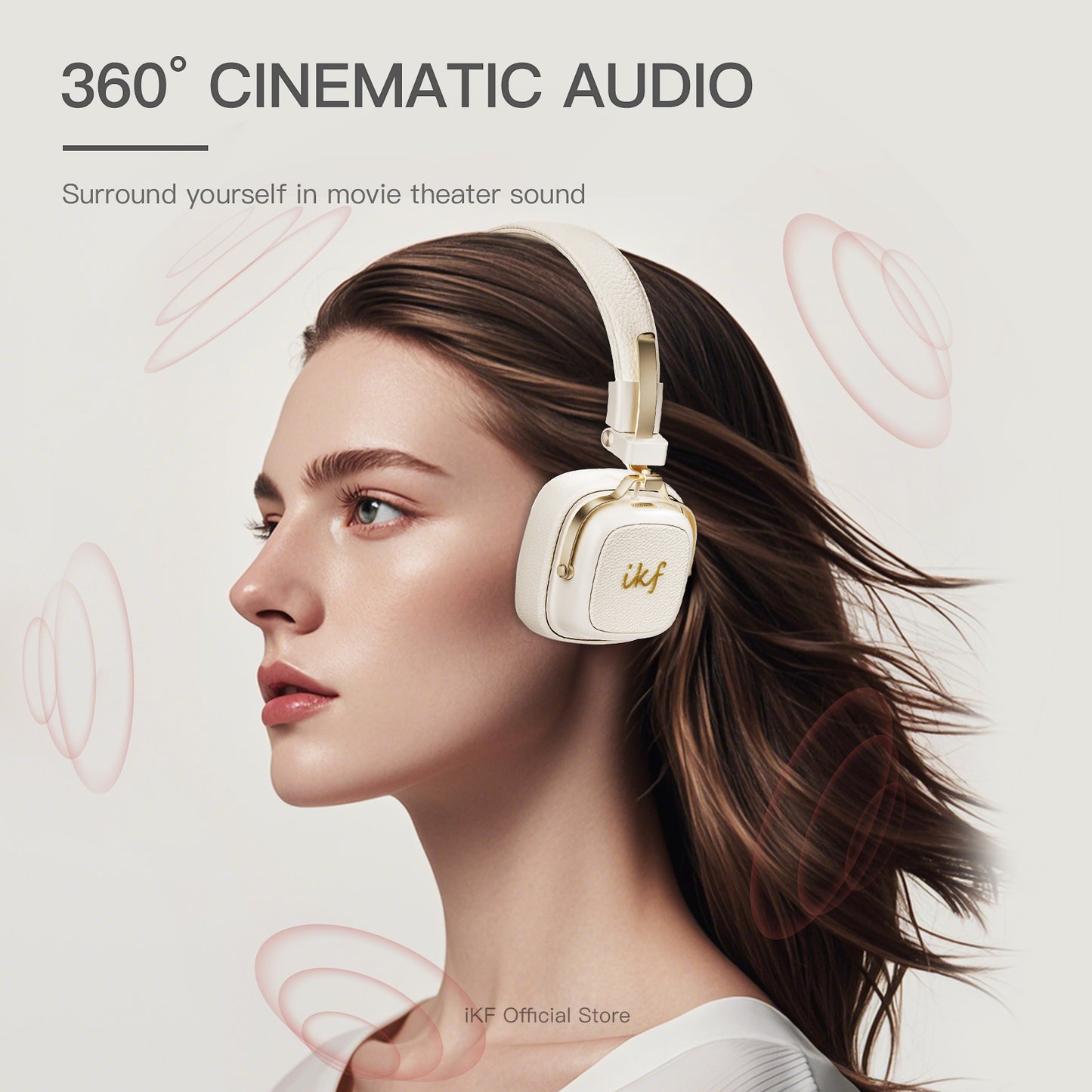 iKF E2 Retro Classic Wireless Bluetooth On-Ear Headphones, Foldable, 90H Playback, 40mm Drivers, Deep Bass, 360° Spatial Sound, Built-in Mic