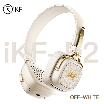 iKF E2 Retro Classic Kabelloser Bluetooth-On-Ear-Kopfhörer, faltbar, 90 Stunden Akkulaufzeit, 40-mm-Treiber, tiefer Bass, 360°-Raumklang, integriertes Mikrofon