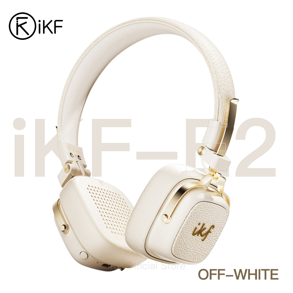 iKF E2 Retro Classic Wireless Bluetooth On-Ear Headphones, Foldable, 90H Playback, 40mm Drivers, Deep Bass, 360° Spatial Sound, Built-in Mic