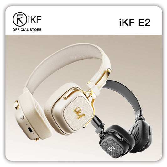 iKF E2 Retro Classic Wireless Bluetooth On-Ear Headphones, Foldable, 90H Playback, 40mm Drivers, Deep Bass, 360° Spatial Sound, Built-in Mic