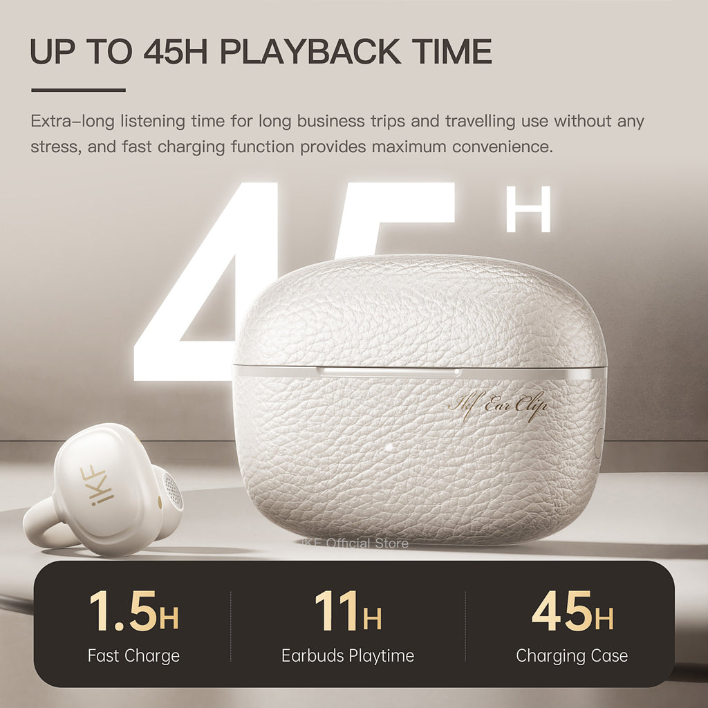 iKF Ear Clip Wireless Earbuds Open-Ear Bluetooth Earphonrs with LDAC Hi-Res Audio,Ultra-Light Ergonomic Fit