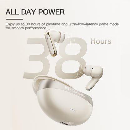 iKF Fun Max Wireless Bluetooth Earbuds with LDAC, 50dB ANC, Game Mode, 38H Playback, and V6.0 Chipset