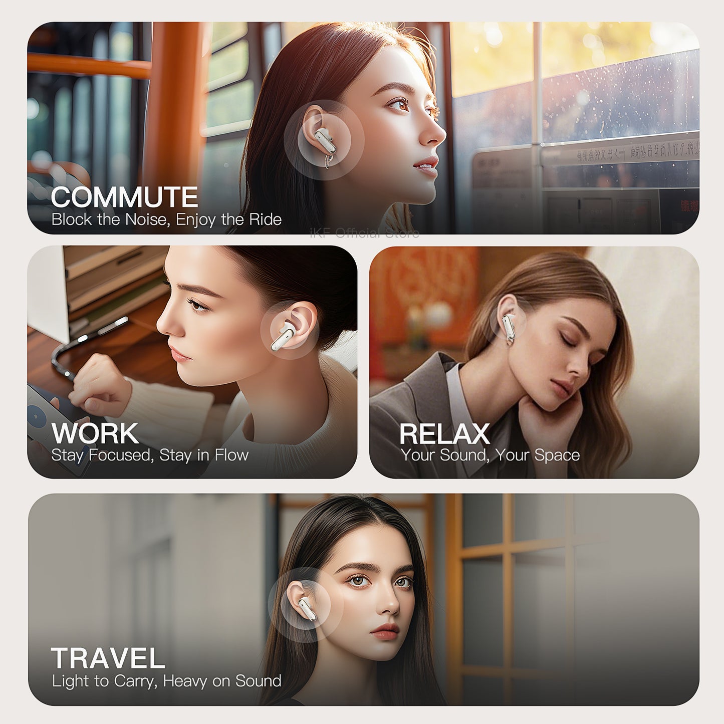 iKF Fun Max Wireless Bluetooth Earbuds with LDAC, 50dB ANC, Game Mode, 38H Playback, and V6.0 Chipset