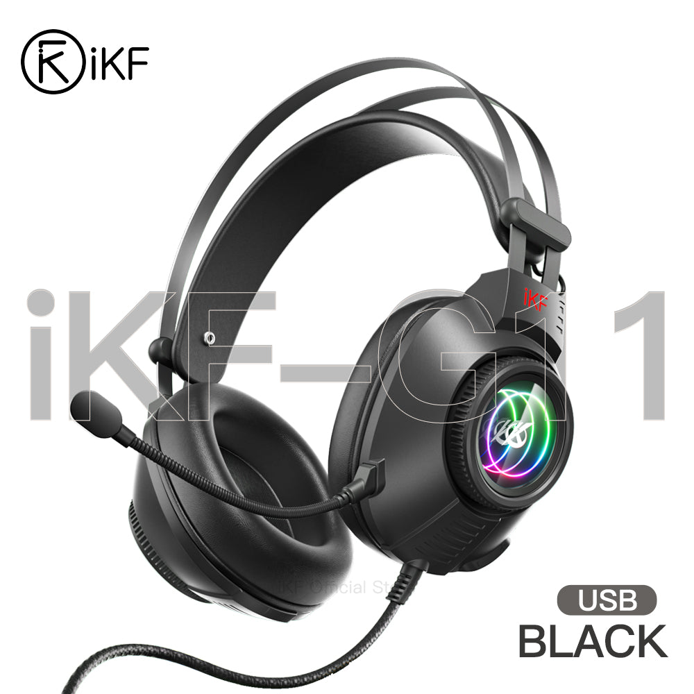iKF G11 Wired Headphones Gaming Headset 7.1 Surround Sound Effect 3.5mm USB with Mic