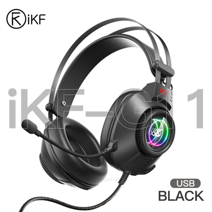 iKF G11 Wired Headphones Gaming Headset 7.1 Surround Sound Effect 3.5mm USB with Microphone for iOS/Android PC
