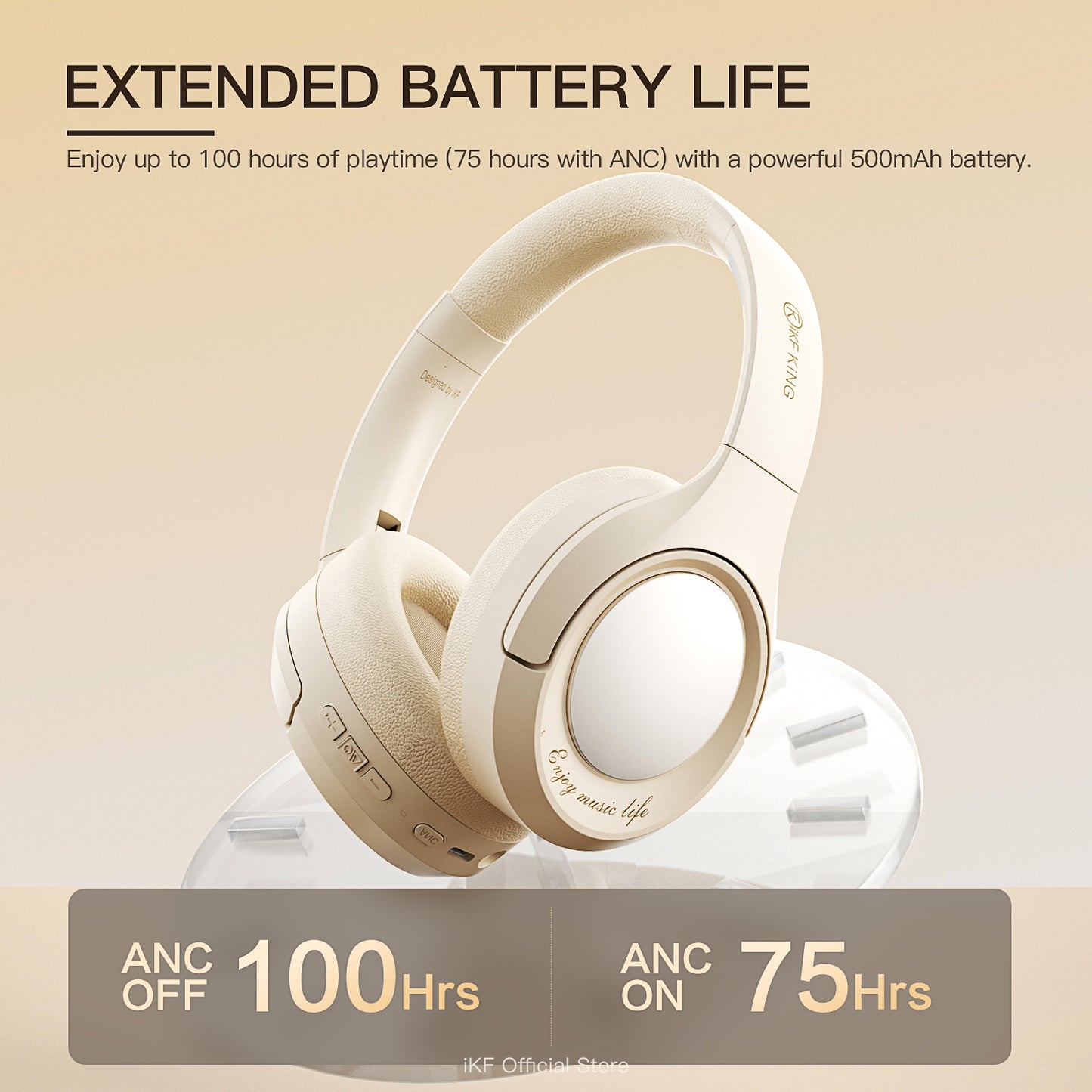 iKF King Wireless Bluetooth Headphones Active Noise Cancelling Power Bass with Microphone Wired Headset for iOS/Android