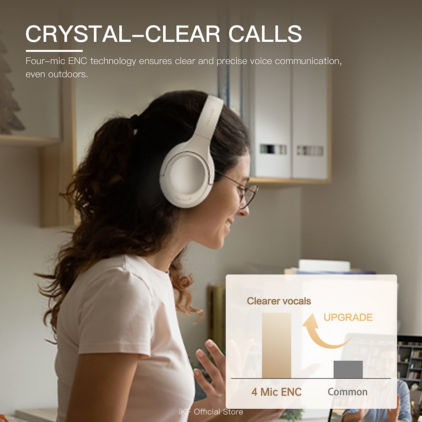 iKF King Wireless Bluetooth Headphones Active Noise Cancelling Power Bass with Microphone Wired Headset for iOS/Android